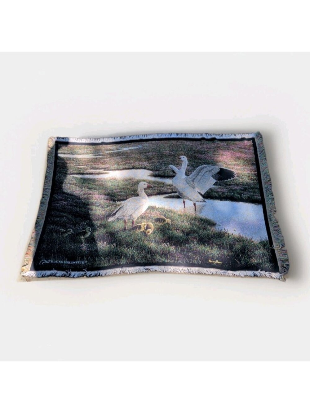 Vintage Ducks Unlimited x Goodwin Weavers Tapestry Throw Blanket Woven Hunting